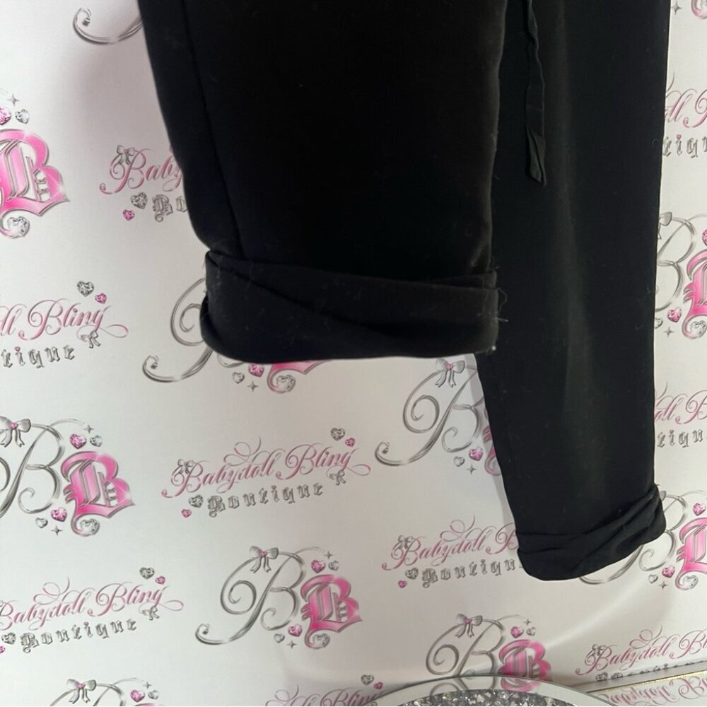 Wilfred Black Cropped Trousers buttons tie up belt ribbon - Picture 4 of 5